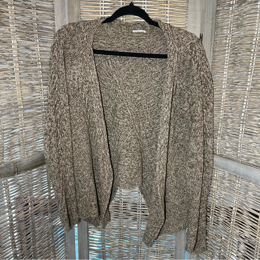 Chan Luu Heathered Brown Open-Front Cardigan